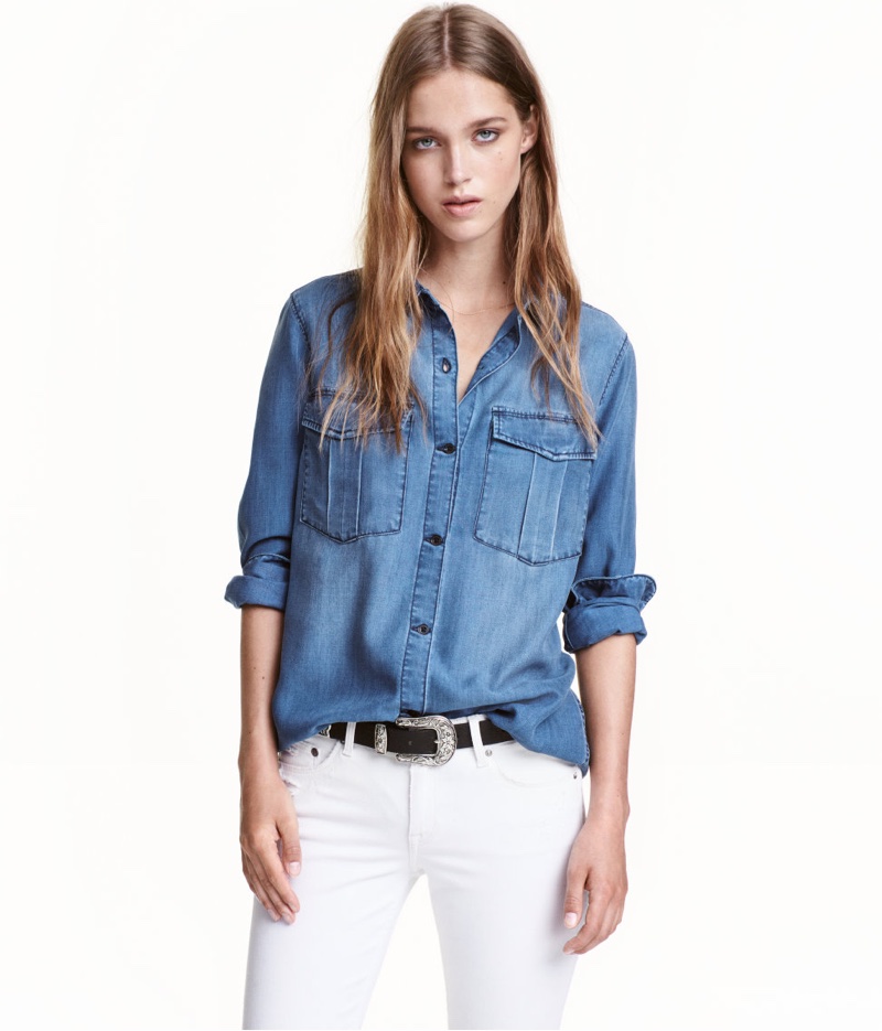 This utility shirt from H&M comes in a denim fabrication