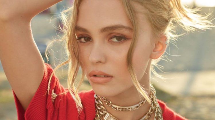 Getting her closeup, Lily-Rose Depp models Chanel sweater and jewelry
