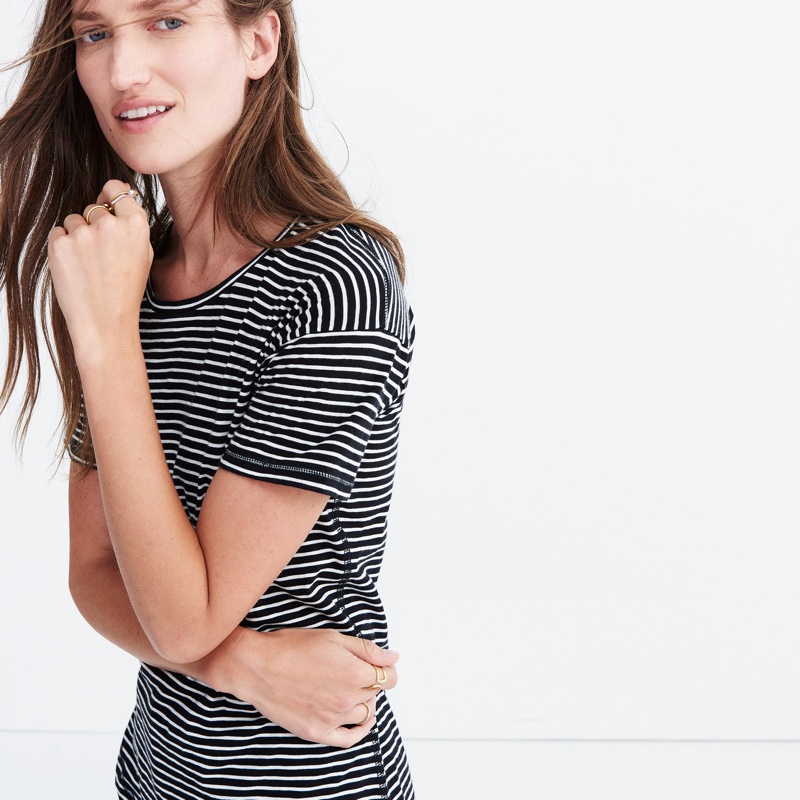 Embrace playful stripes with Madewell's Whisper Cotton Crewneck Tee in Hardy Stripe