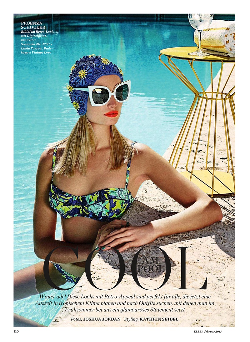 Maud Welzen wears Proenza Schouler bikini and Linda Farrow x N 21 sunglasses