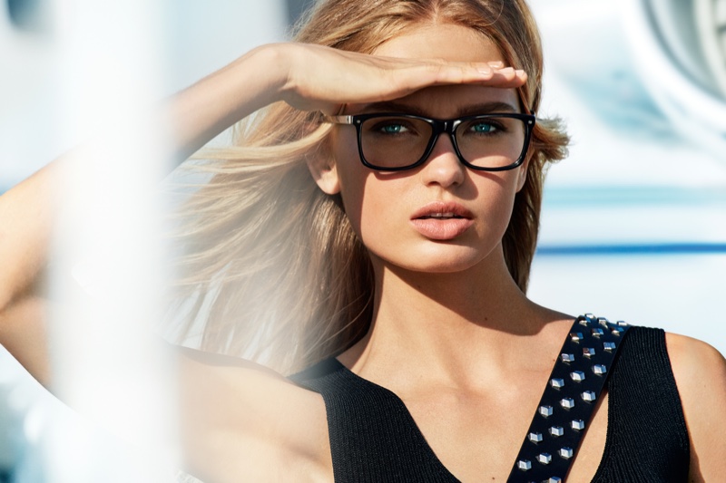 Romee Strijd wears sleek eyewear in MICHAEL Michael Kors' spring 2017 advertising campaign