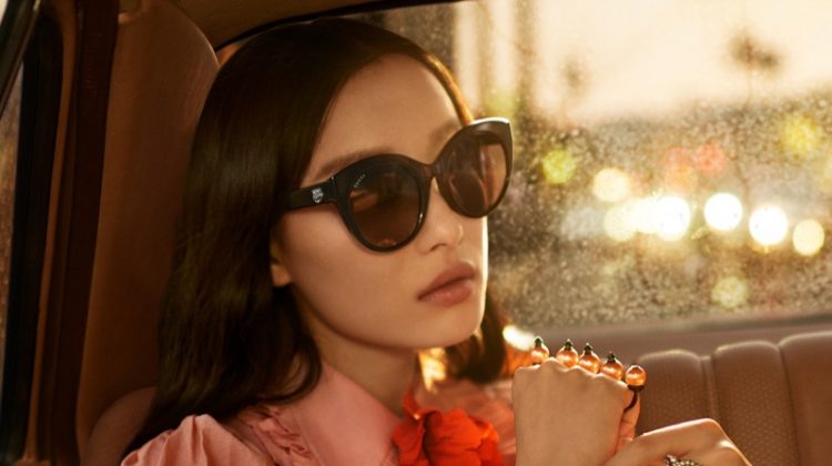 Ni Ni wears oversized cat frames in Gucci's spring 2017 eyewear campaign