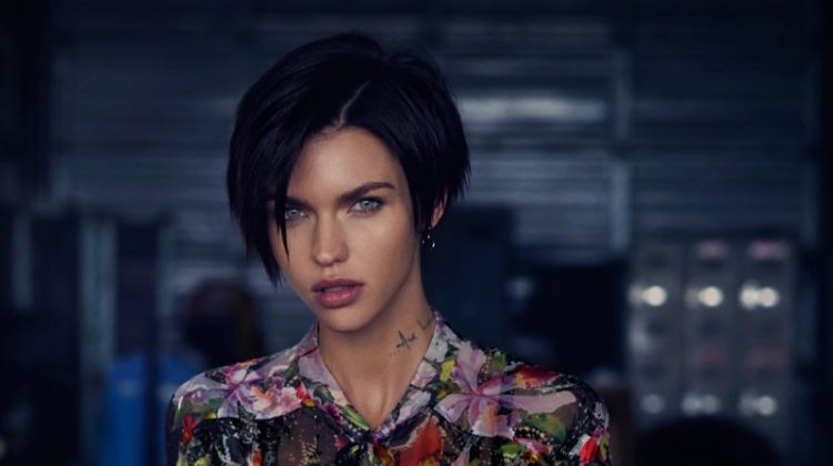 Ruby Rose Poses in Grunge Florals for The Edit