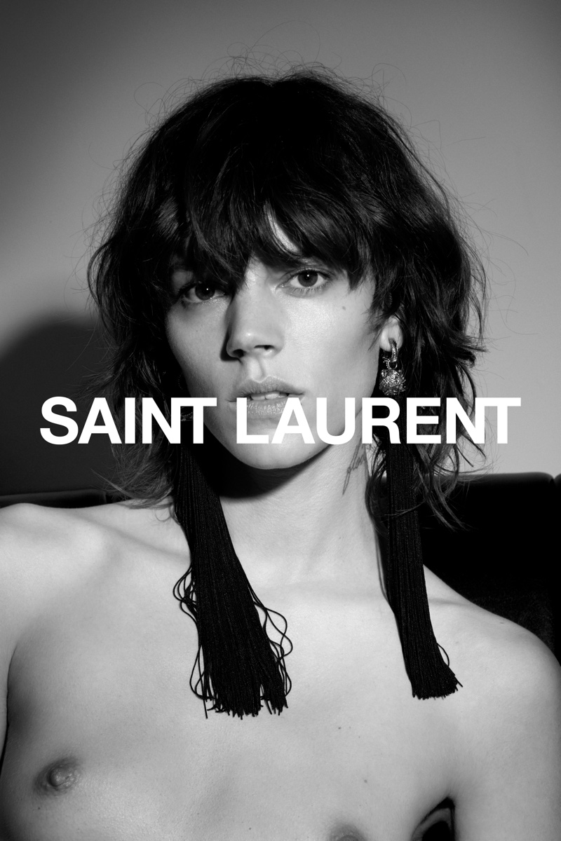 Freja Beha Erichsen poses topless in Saint Laurent's spring-summer 2017 campaign