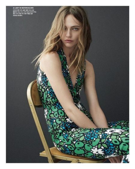 Sasha Pivovarova Poses in Balenciaga's Spring Looks for Vogue Korea Sasha Pivovarova wears Balenciaga floral print top and pants