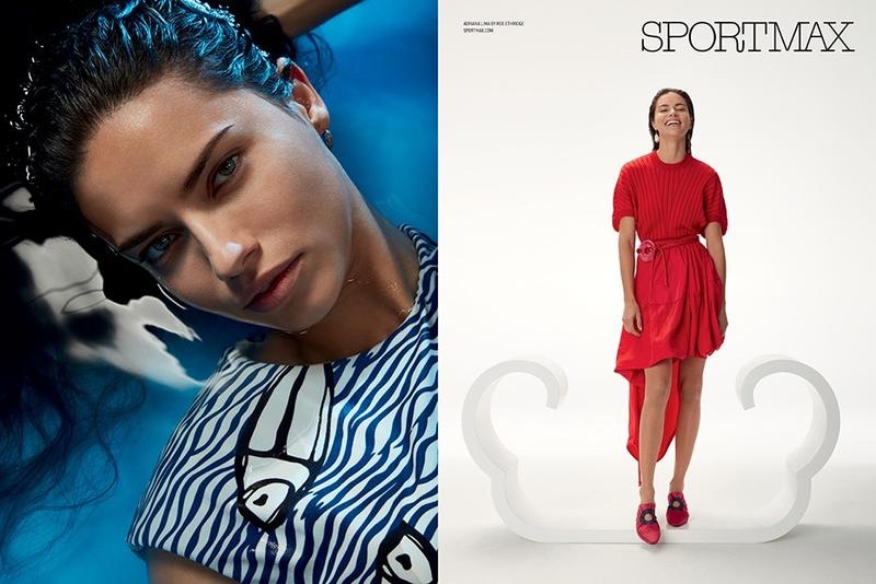 Adriana Lima wears graphic prints and inspiring shapes in Sportmax’s spring 2017 campaign