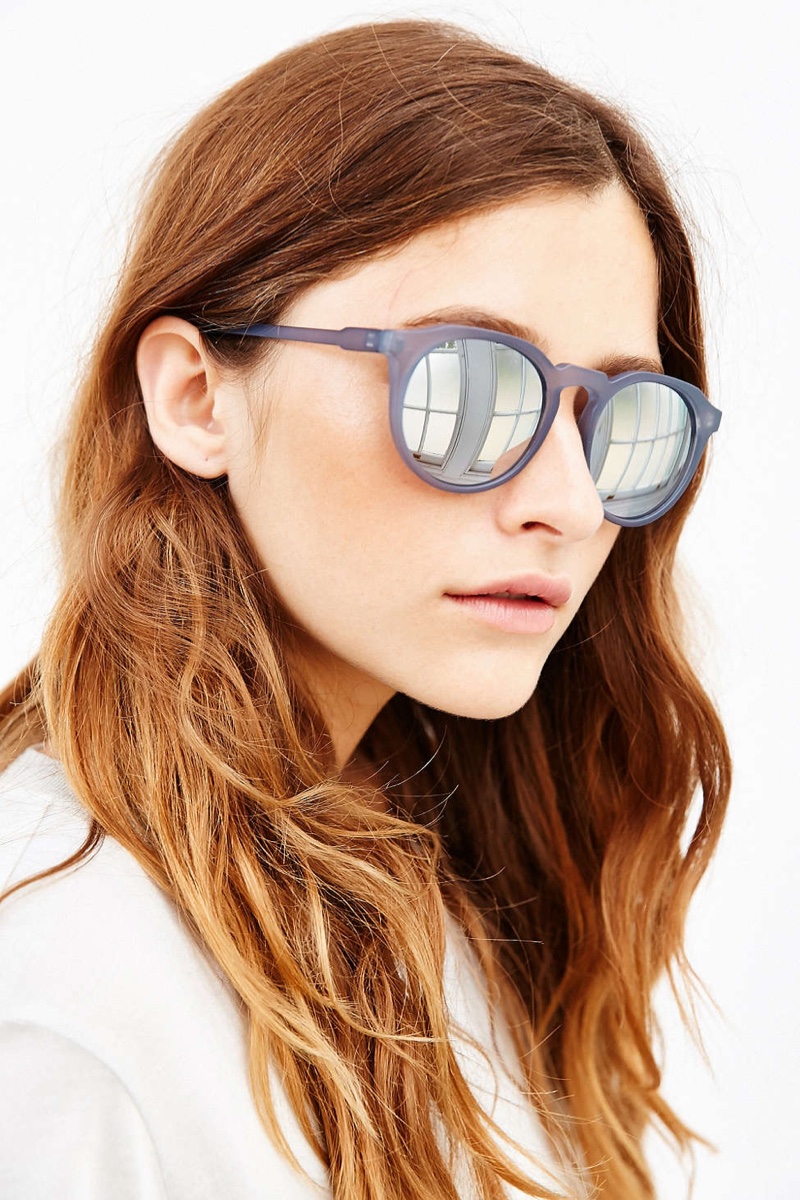 Urban Outfitters offers round sunglasses in a steel blue hue