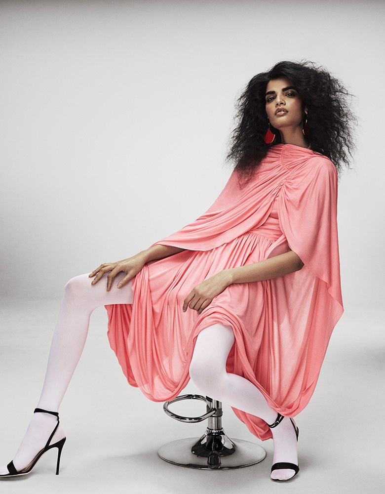 Bhumika Arora models pink Celine cloak dress