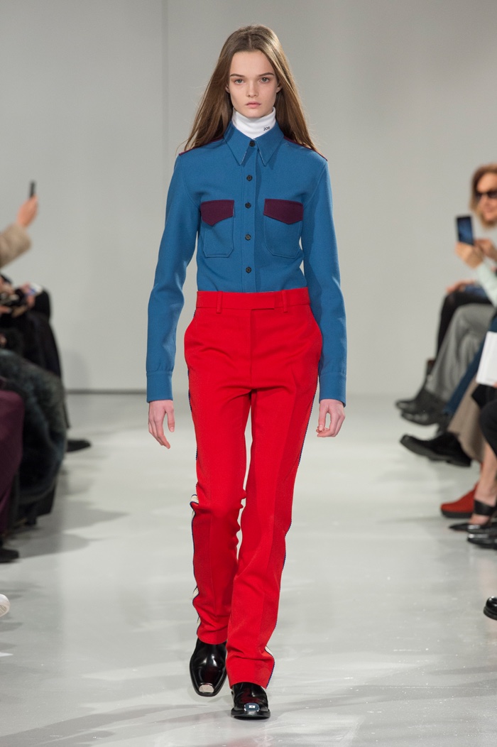Workwear shirt and high-waist trousers from Calvin Klein Collection fall-winter 2017