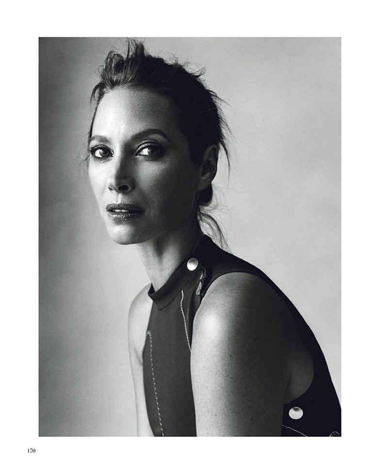 Christy Turlington wears messy updo hairstyle