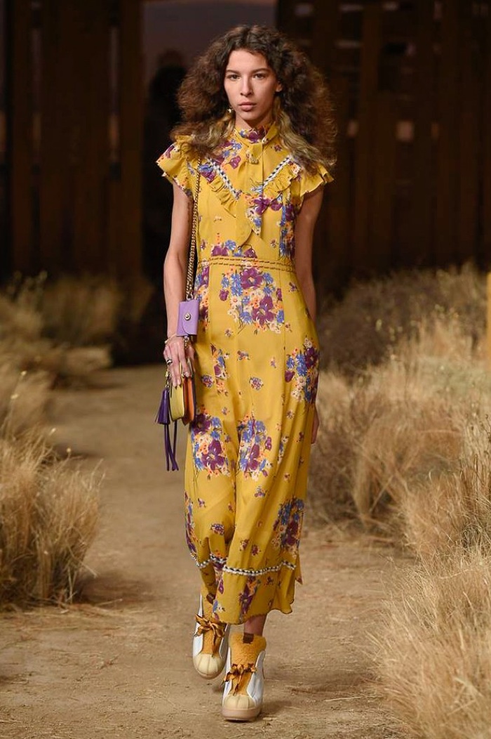 Floral print maxi dress with ruffles from Coach’s fall-winter 2017 collection