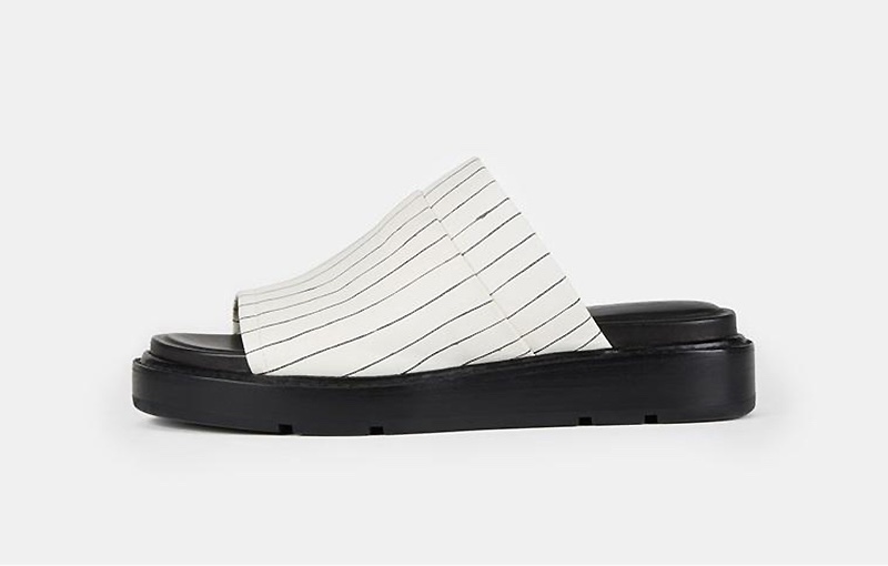 DKNY Casey Stripe Nappa Leather Flat Sandal