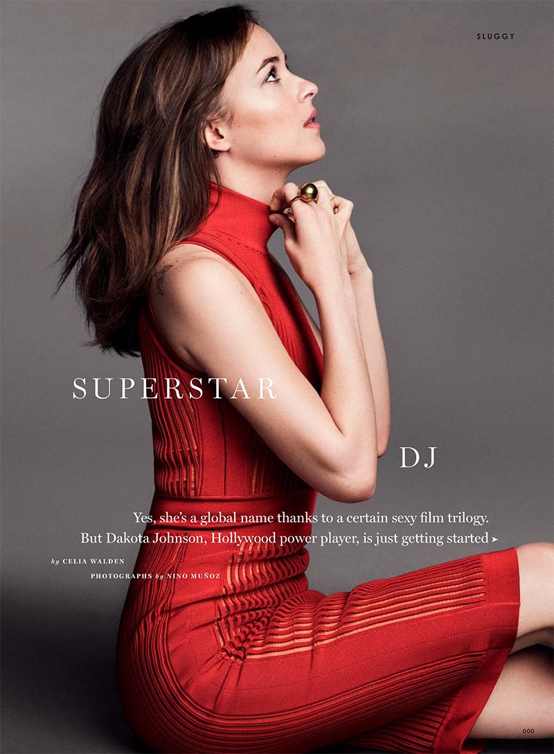 Looking red-hot, Dakota Johnson poses in form-fitting Balmain dress