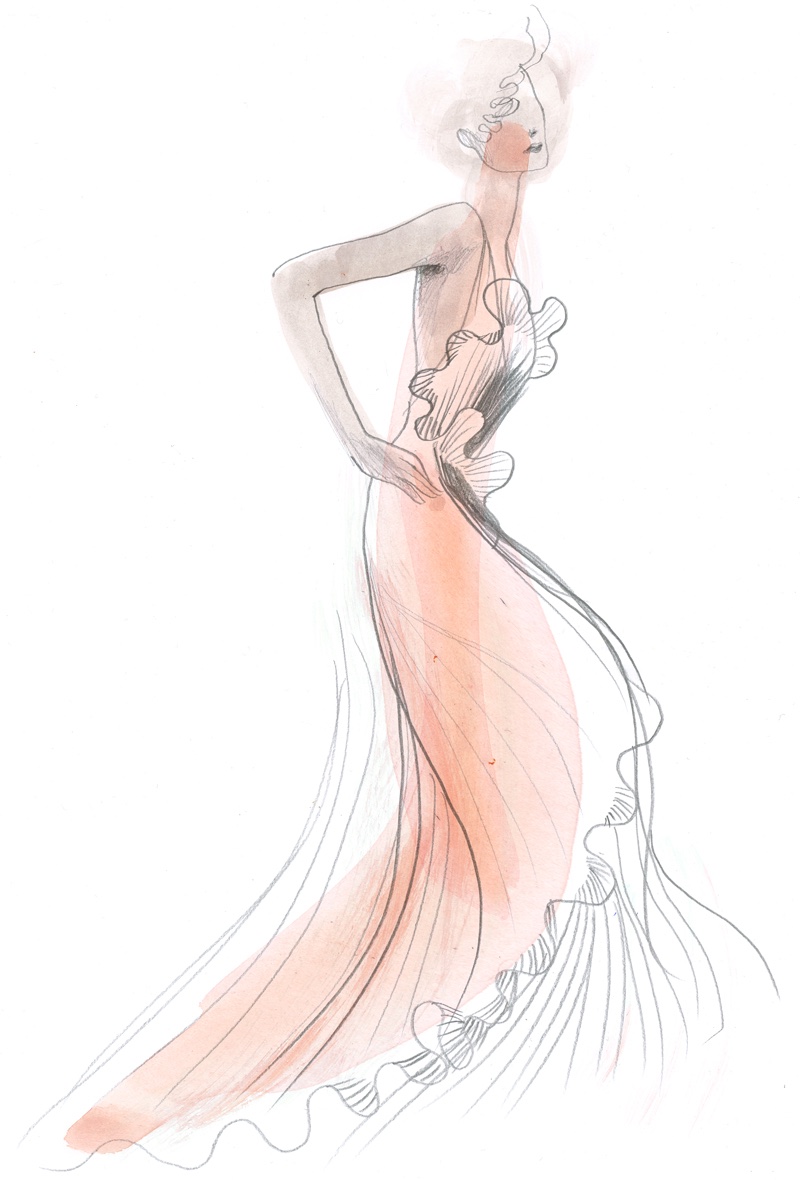 A sketch from H&M Conscious Exclusive's 2017 collection