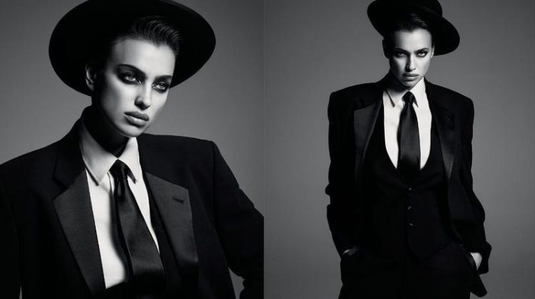 Irina Shayk Tries On Dapper Style for Vogue Russia Cover Story