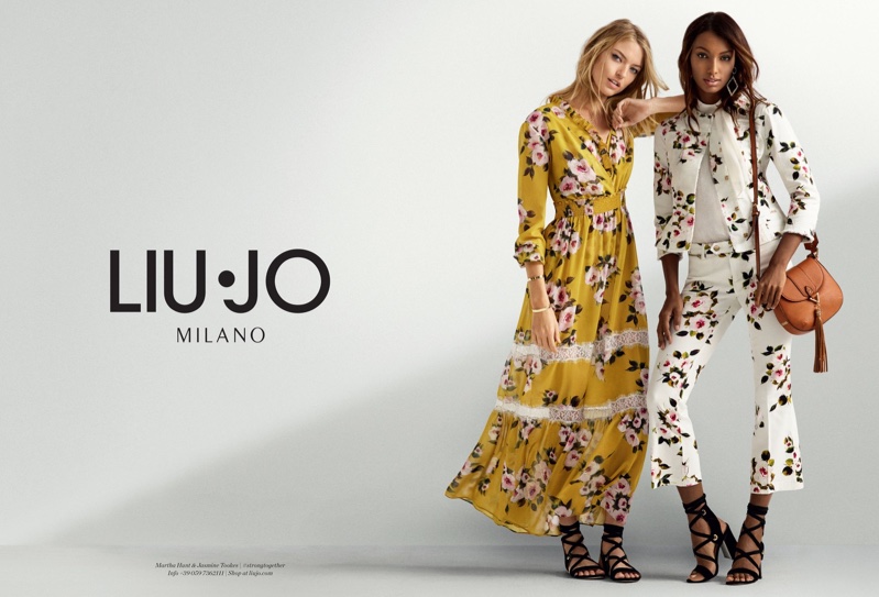 Martha Hunt and Jasmine Tookes embrace florals in Liu Jo’s spring 2017 campaign