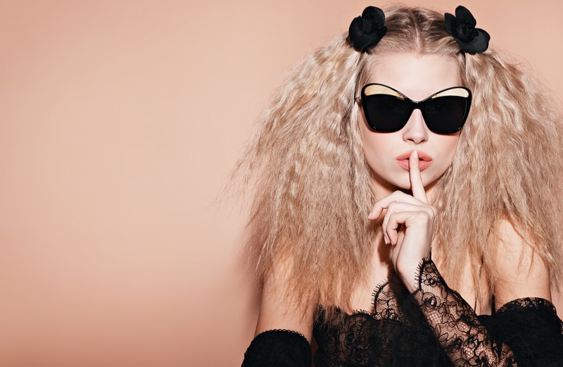 Lottie Moss wears butterfly sunglasses in Chanel Eyewear's spring 2017 campaign
