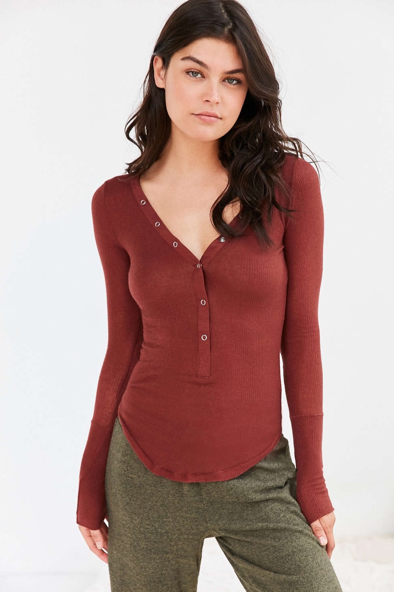 Out From Under Cozy Ribbed Henley Top Shop | Fashion Gone Rogue