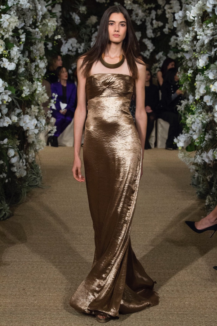 Gold strapless gown from Ralph Lauren’s spring-summer 2017 collection