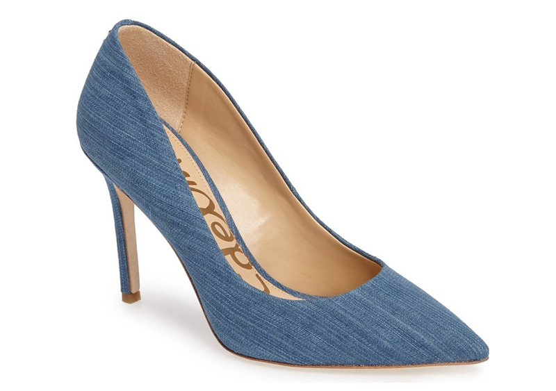 Sam Edelman designs a pump in a blue fabrication