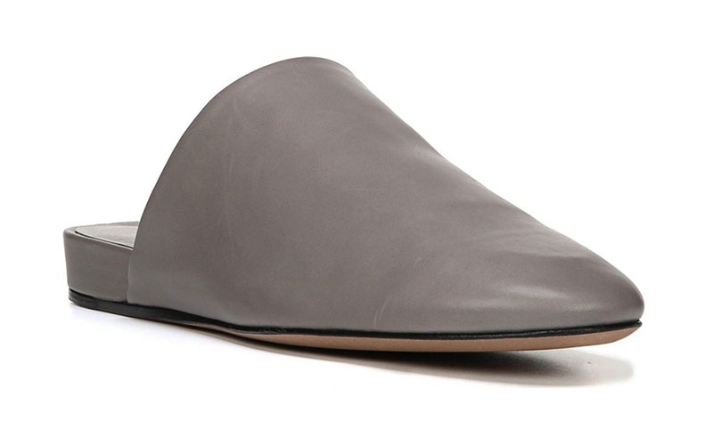 Vince offers this loafer-mule in a smokey grey color