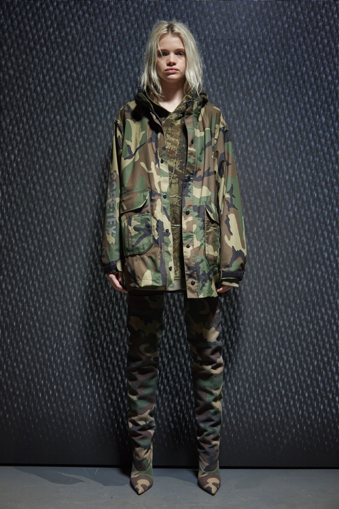 Camouflage print jacket, hoodie and pants from Yeezy Season 5