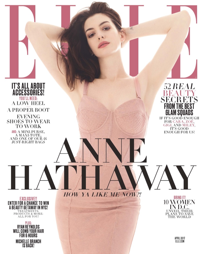 Anne Hathaway on ELLE Magazine April 2017 Cover