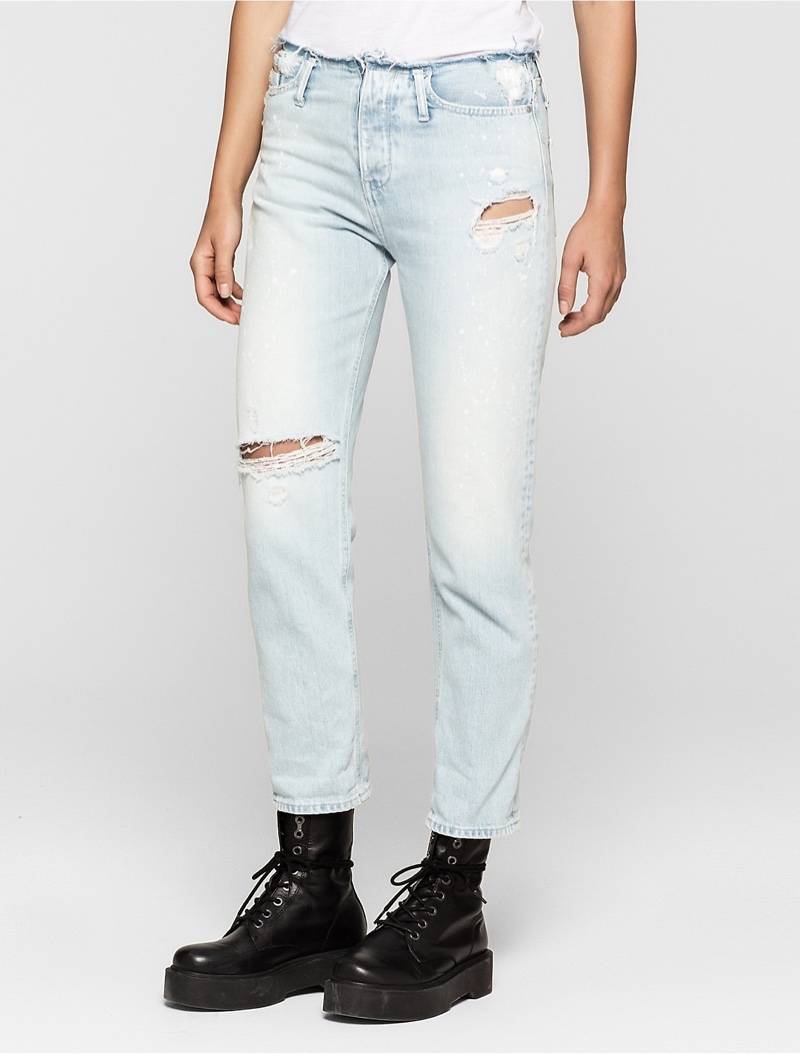 Calvin Klein Jeans Boyfriend Fit Light Blue Distressed Jeans