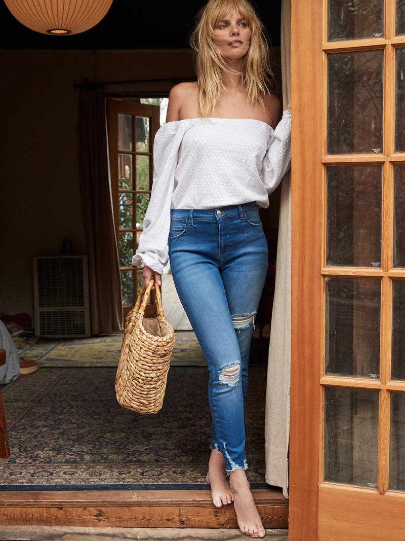 Free people hot sale shark bite jeans