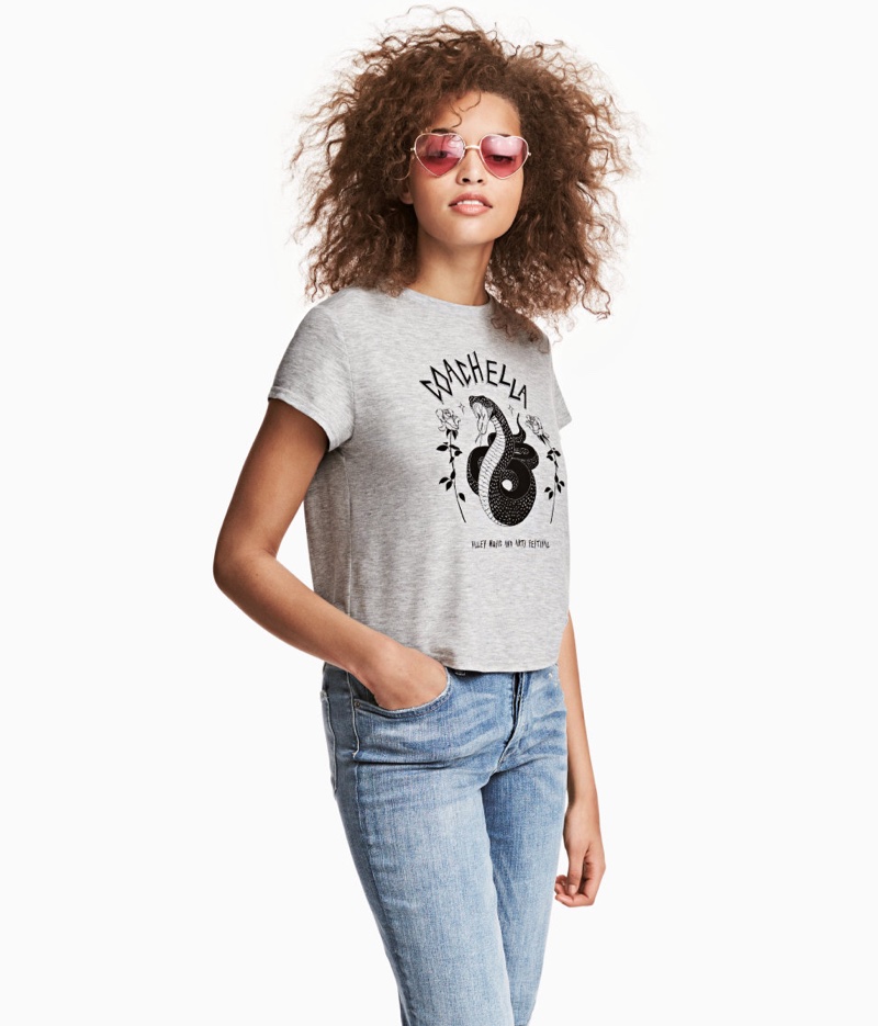H&M Loves Coachella T-Shirt with Motif $12.99