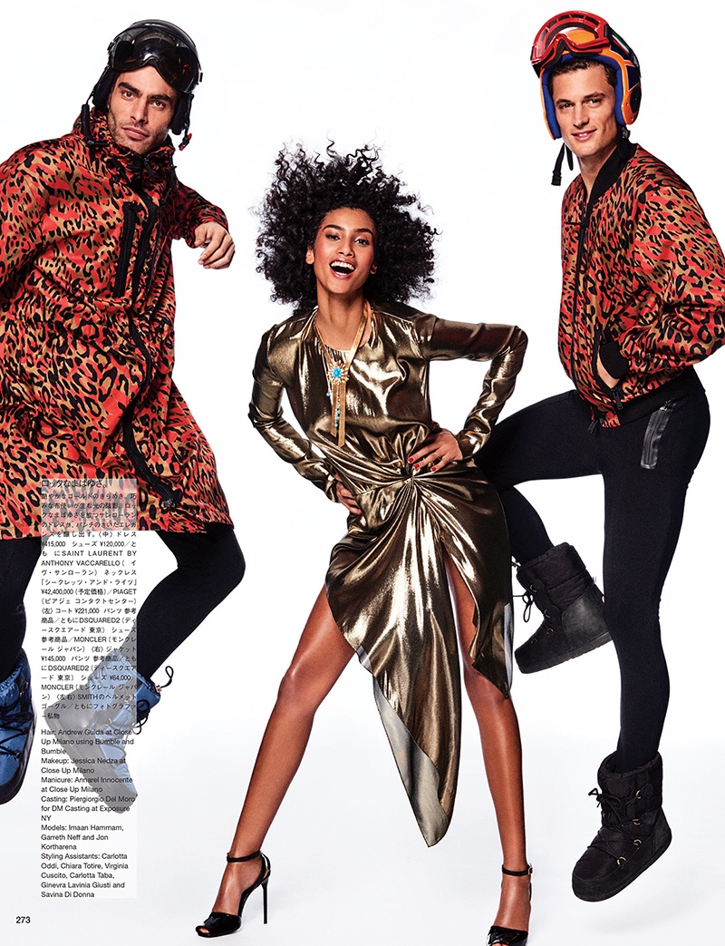 Shining like gold, Imaan Hammam poses in Saint Laurent metallic dress