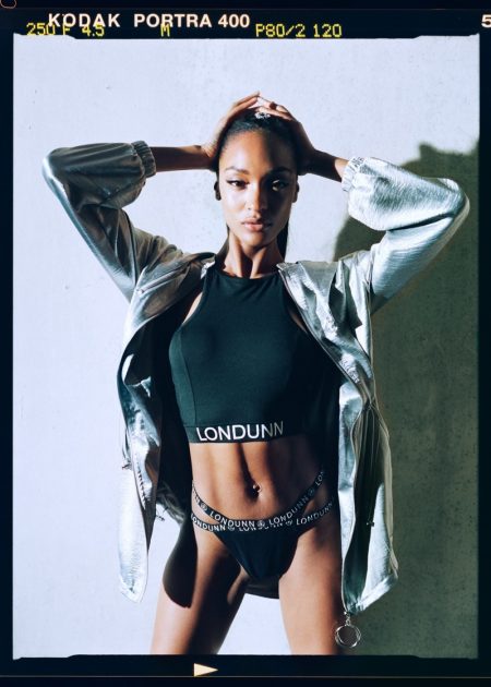 Jourdan Dunn collaborates with Missguided on athleisure clothing line. Londunn x Missguided Silver Hammered Satin Duster Jacket $108, Available at Missguided.com.
