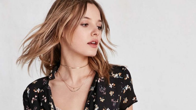 Kimchi Blue's floral print romper comes in timeless black