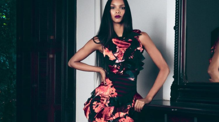 Lais Ribeiro poses in Givenchy tank, corset and skirt with Christian Louboutin wedges