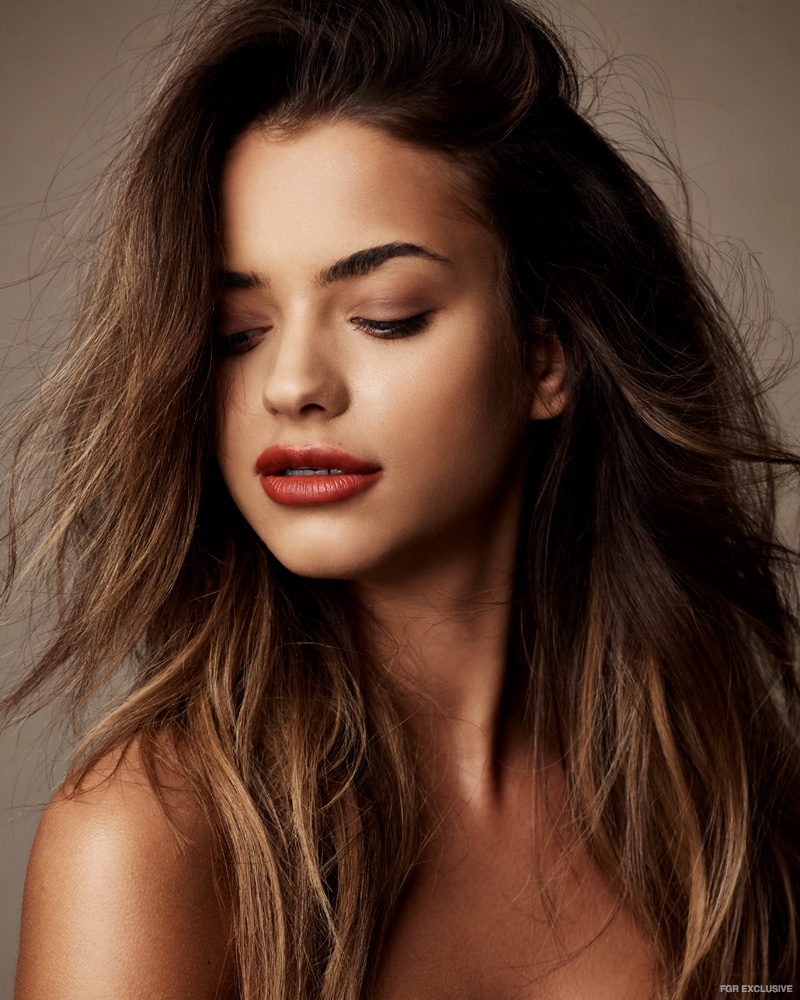Model Lena Radonjić wears a bold red lipstick shade. Photo: Christopher Shintani