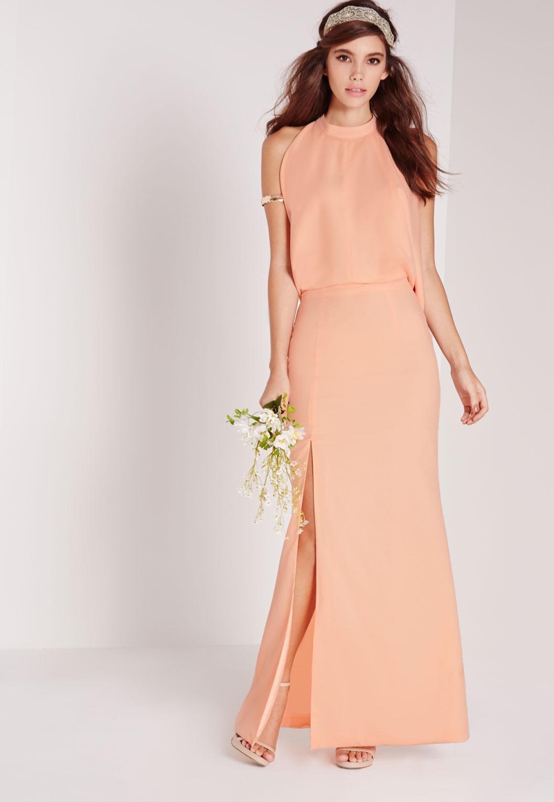 Missguided Cowl Back Maxi Dress in Nude $88