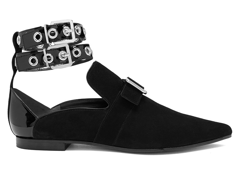 Robert Clergerie x Self-Portrait Lolli Point Toe Suede Flats in Black, Available at Matches Fashion