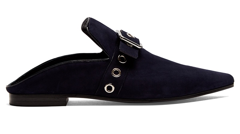 Robert Clergerie x Self-Portrait Lopal Backless Suede Flats in Navy $437, Available at Matches Fashion