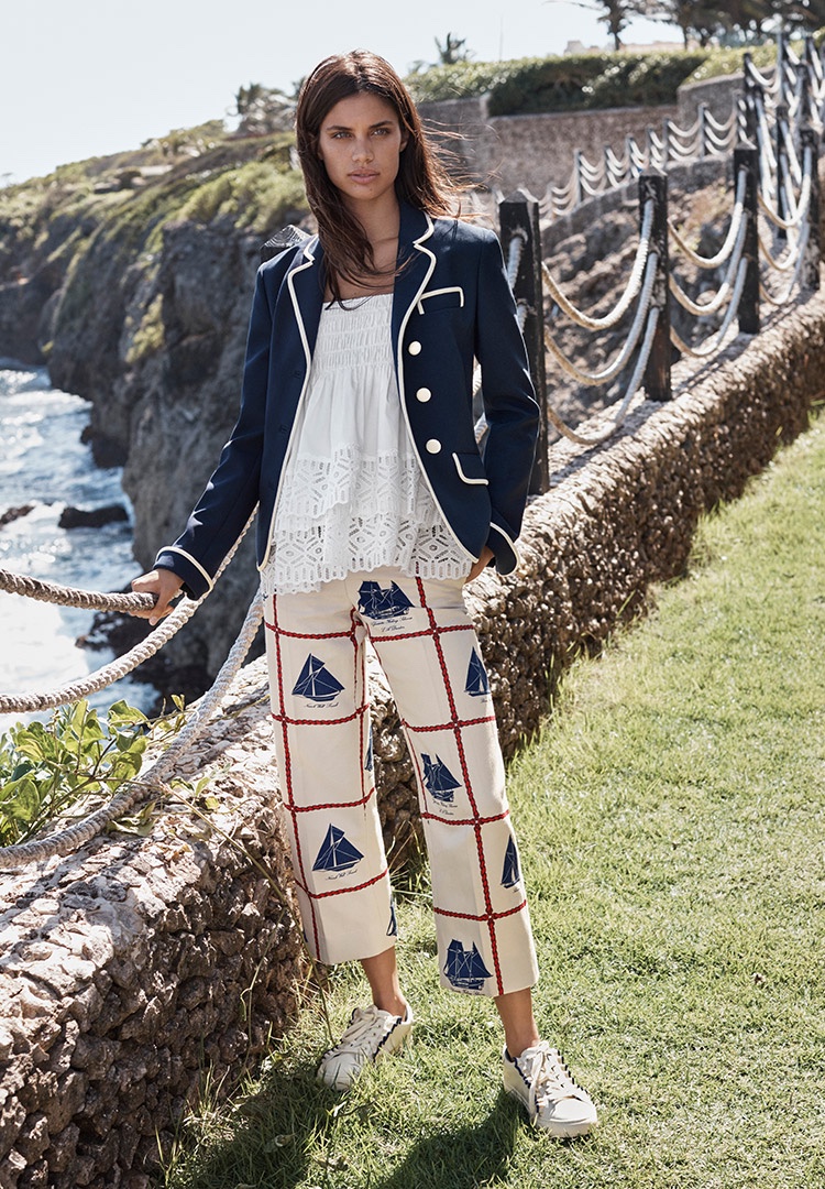 Tory Burch Carrie Blazer, Georgette Top and Sail Cropped Pant