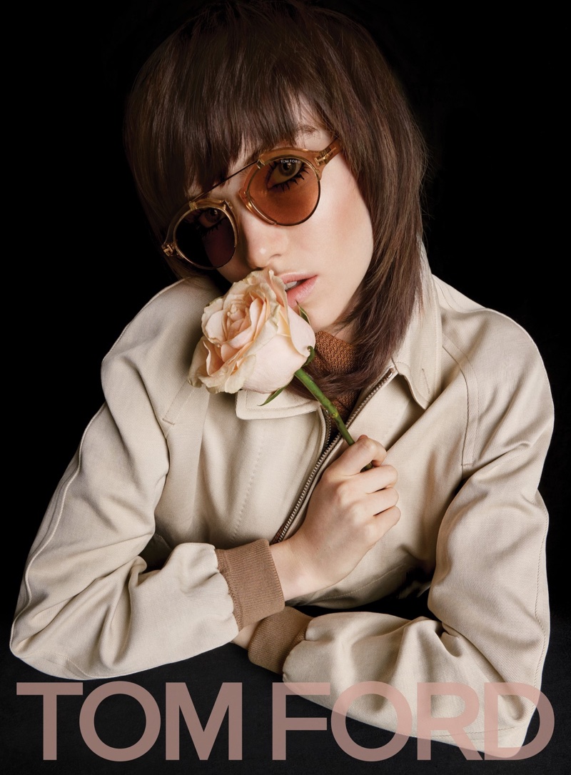 Grace Hartzel wears retro inspired shades in Tom Ford's spring 2017 campaign