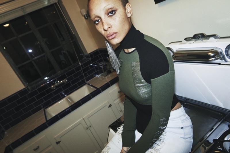 Adwoa Aboah poses in Versus Versace's spring-summer 2017 campaign