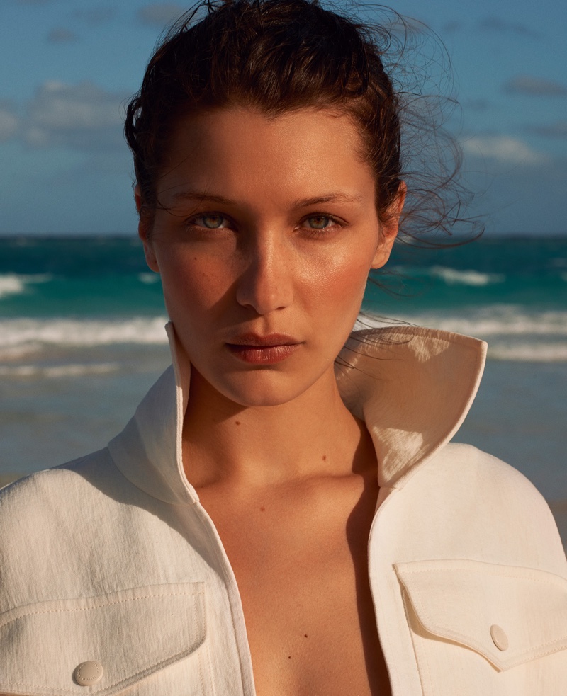 Getting her closeup, Bella Hadid models Sonia Rykiel jacket