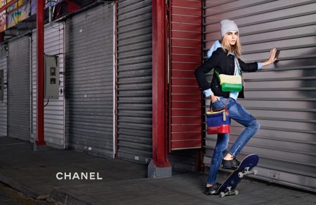 Cara Delevingne Looks Tomboy Chic in Chanel 'Gabrielle' Ad Cara Delevingne stars Chanel Gabrielle handbag campaign