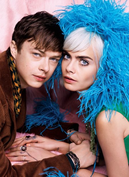 Cara Delevingne & 'Valerian' Co-Star Dane DeHaan Go Sci-Fi Chic for V Magazine Looking retro chic, Cara Delevingne and Dane DeHaan model Prada looks