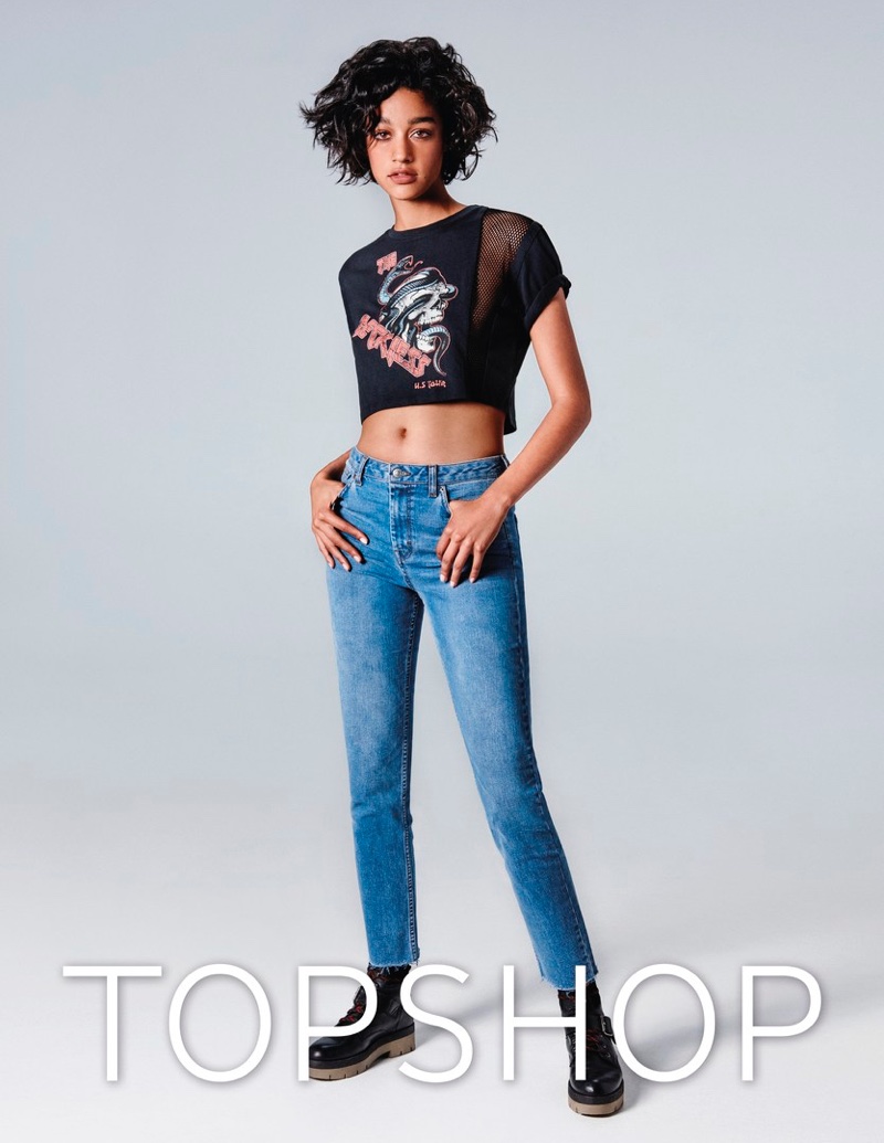 Damaris Goddrie stars in Topshop Jeans' spring-summer 2017 campaign