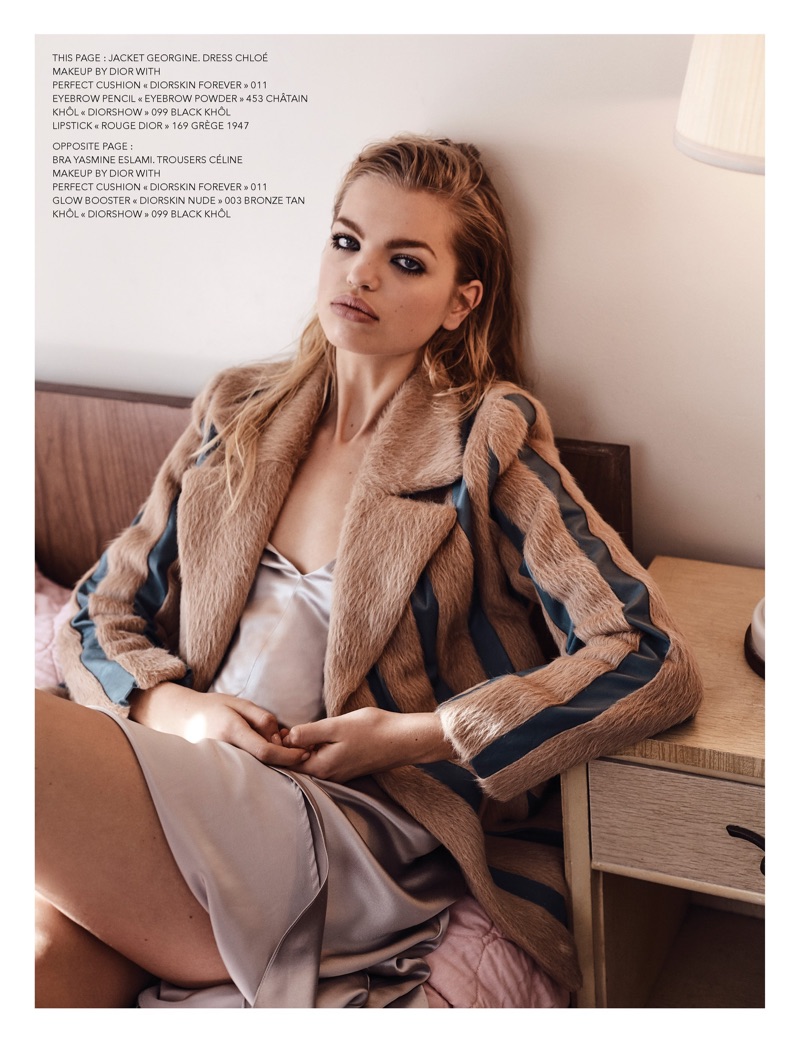 Daphne Groeneveld models Georgine jacket and Chloe dress