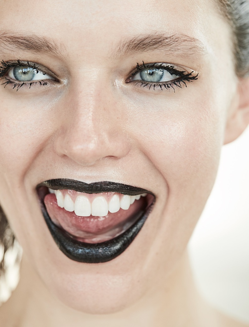 Emily DiDonato wears black lipstick