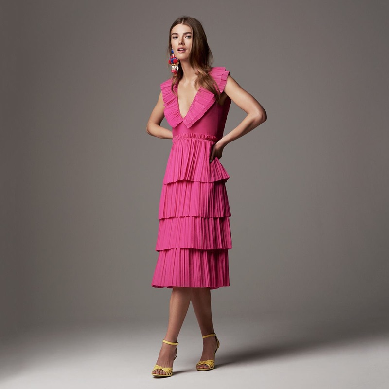 H&M Pleated Tiered Dress