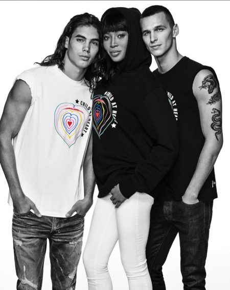 Naomi Campbell Teams Up with Diesel for a Good Cause Naomi Campbell rocks a hoodie from Diesel's Child at Heart collection