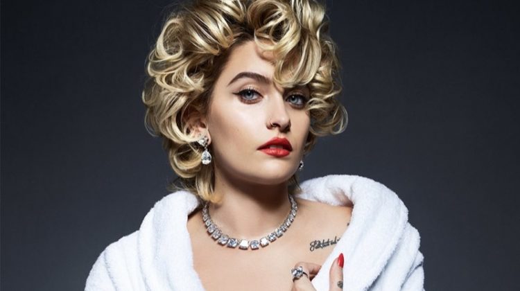 Paris Jackson poses in a white robe for Vanity Fair